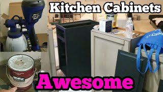 Kitchen Cabinets Refacing Behr Paint Spray Painting  Finish Max Super HomeRight [upl. by Alsi]