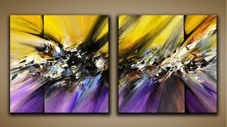 Abstract Painting  DEMO 62  Abstract Art  Diptych  Palette Knife and Brush  Painting Techniques [upl. by Maurizia]