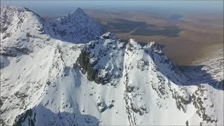 Black Cuillin winter ridge flight footage Skye Scotland from the air by drone [upl. by Velda]