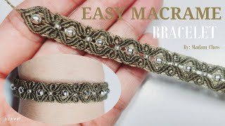 Macrame Tutorial  How To Make Diamond amp Curved Pattern Bracelet [upl. by Eaner]