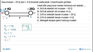 Dua muatan 25Q dan 4Q terpisah pada jarak r seperti pada gambarLetak titik yang kuat medan lis [upl. by Brunhild]