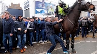 Tottenham  Millwall Cortege and trouble before the game [upl. by Yecniuq]