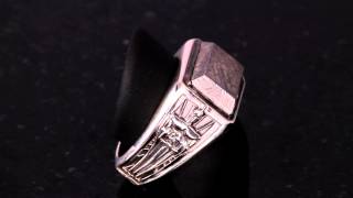 Art Deco Inspired Mens Meteorite Ring [upl. by Nnylhsa]