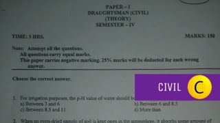 Draughtsman Civil previous question paper NCVT ITI MIS fourth semester [upl. by Monreal]