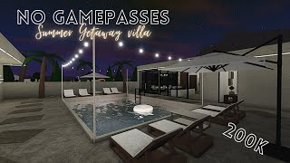 No Gamepasses Summer Getaway Villa  Bloxburg SpeedBuild [upl. by Arette239]