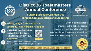 District 36 Toastmasters 2024 Annual Conference [upl. by Sell]