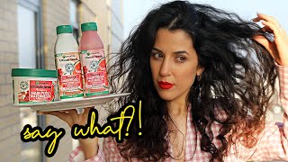 new garnier hair food review  WATERMELON amp POMEGRANATE 🍉  OMG  THE BEST FOR FINE HAIR 😱😮 [upl. by Rotceh211]