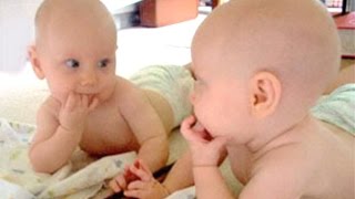 Baby Sees Mirror For The First Time  A Funny Babies Compilation 2016 [upl. by Calendra999]