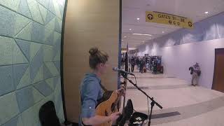 Woodstock  Joni cover song by KM  Austin Airport [upl. by Ailssa]