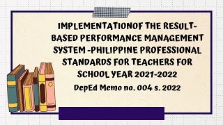 Deped Memo no 004 s 2022  RPMS SY 20212022 [upl. by Weinberg]