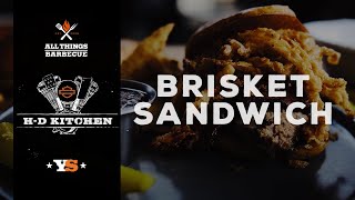 HD Kitchen Brisket Sandwich  ATBBQ  HarleyDavidson  Yoder Smokers [upl. by Hagile152]