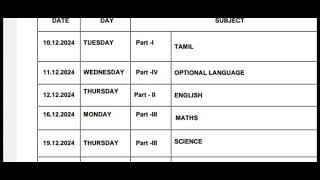 10th half yearly exam time table 2024 [upl. by Aralomo880]