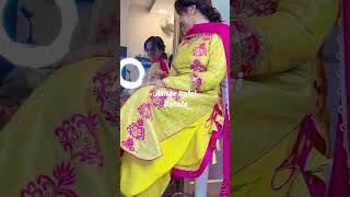 kina Sona suit punjabi suit yellow pink new suit trending viral shorts fashion machinework [upl. by Anniahs]