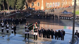 Mattarella depone una corona d’alloro all’Altare della Patria [upl. by Kenwee730]