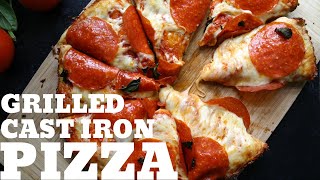 How to grill a pizza in a cast iron skillet [upl. by Halilahk]