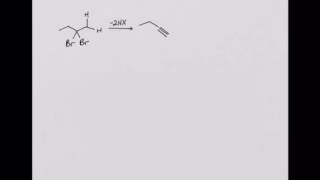 CHEM 220 Synthesis of Alkynes Double Dehydrohalogenation of Alkyl Dihalides [upl. by Eicam]