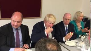 Boris Johnson eating a scone in Chulmleigh [upl. by Atnwahs]