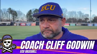 ECU Baseball Coach Cliff Godwin after the game 2 win over UNC in Fayetteville [upl. by Yeneffit726]