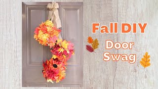 DIY DOLLAR TREE FALL SWAG DOOR HANGING  Easy Fall DIY Decor [upl. by Olnton]