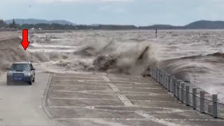 Chaos in China now Qiantang River overflows again in Hangzhou [upl. by Dlanigger]