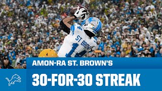 Every catch from AmonRa St Browns HISTORIC streak  Detroit Lions Highlights [upl. by Knuth227]