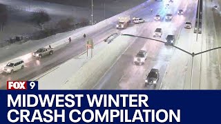 Midwest winter crash compilation [upl. by Yrreiht]