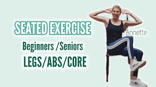 10 min Seated Exercise Seniors Beginners Legs Abs Core [upl. by Atnwahs]