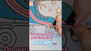 Vintage Roller Skate ASMR Coloring with Illustration Markers  Sticker Peeling Sounds amp Nostalgia [upl. by Marthe840]