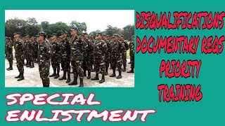 SPECIAL ENLISTMENT  DISQUALIFICATIONS  DOCUMENTARY REQS  PRIORITY  TRAINING [upl. by Stephi]