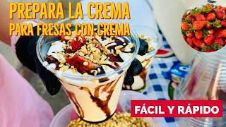 🍓HACER LA CREMA PARA FRESAS CON CREMA FÁCIL Y RÁPIDO 🍓con 3 ingredientes🍦🤤 [upl. by Nicolea]