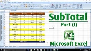 How to Create Subtotal in Microsoft Excel PartI [upl. by Bonny]