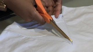 How to Cut a Regular TShirt Into a VNeck  TShirt Styles [upl. by Aicilra]