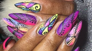 Watch me Work Almond Nails  Ombré Gel Polish  Abstract Nail Art Design  Acrylic Nails Refill [upl. by Margie]