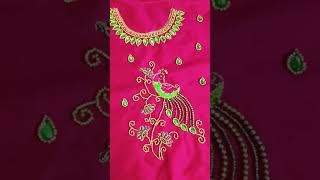 Pattu pavadai sattai design Peacock design aariwork aaribeadwork aariworkblouse nearporur [upl. by Nelhsa]