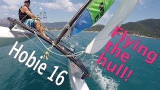 How to fly the hull a Hobie 16 tutorial [upl. by Asinet]