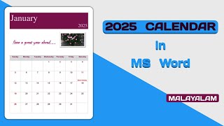 Customised 2025 Calendar in MS Word  Malayalam Tutorial [upl. by Eniamrej]