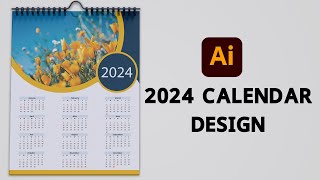 How to Design 1 Page Calendar 2024 in Illustrator  Tutorial for Beginner [upl. by Guidotti]