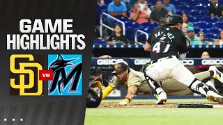 Padres vs Marlins Game Highlights 8924  MLB Highlights [upl. by Ahsirtal]