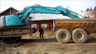 Kobelco transport med Kockum dumper och dolly [upl. by Ralph]