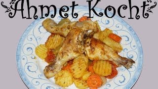 Rezept Hühnerschenkel im Backofen  AhmetKocht  kochen  Folge 75 [upl. by Tullius]