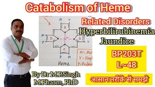 Catabolism of Heme  Hyperbilirubinemia amp Jaundice  Biochemistry  BP203T  L48 [upl. by Yeniffit133]