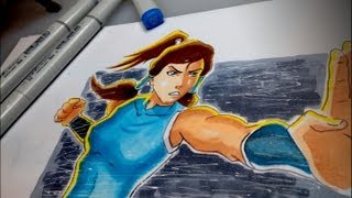 How To Color Avatar Korra Using Copic Markers plus giveaway [upl. by Seena447]