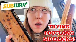 TRYING SUBWAYS FOOTLONG SIDEKICKS Mukbang [upl. by Aromat]