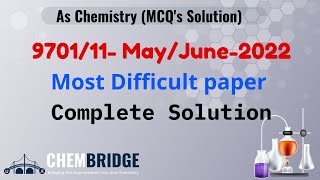 As ChemistryMCQ paper970111Mayjune 2022 very Hard and Tricky Questions [upl. by Hurwit]