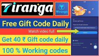 Tiranga game daily free gift code real  How to get daily tiranga gift code free [upl. by Hunger]