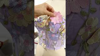 Making a corset floral appliqué midi lavender dress sewing fashion prom wedding hautecouture [upl. by Nyliuqcaj]