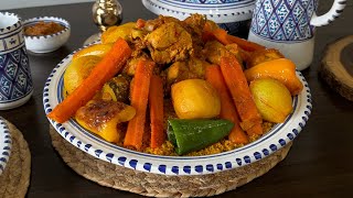 Recette de Couscous tunisien au poulet وصفة كسكسي تونسي بالدجاج [upl. by Rooney929]