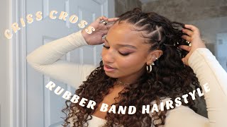 TUTORIAL  CRISS CROSS RUBBER BAND HAIRSTYLE [upl. by Fiona290]