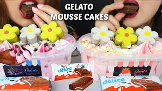 ASMR GELATO ICE CREAM TUBS  CHOCOLATE MOUSSE CAKES 리얼사운드 먹방  KimampLiz ASMR [upl. by Tripp]