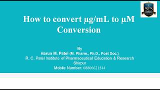 How to convert microgram per ml to micromol simplest way of calculation [upl. by Ahseiat828]